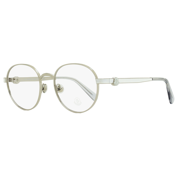 Moncler Round Eyeglasses ML5179 016 Palladium/Clear 51mm - Picture 1 of 3